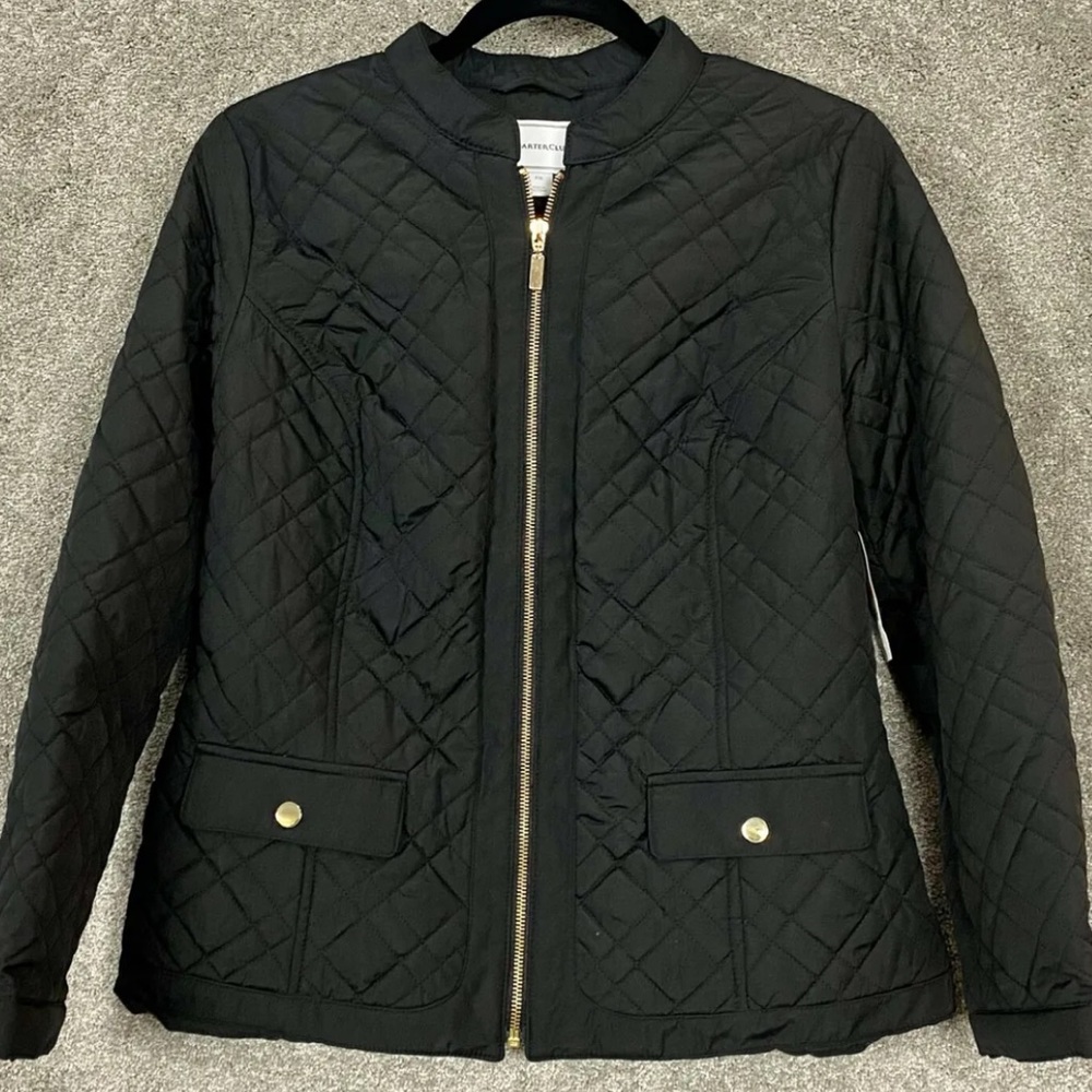 CHARTER CLUB for Macy’s size SMALL Black Quilted Jacket NEW